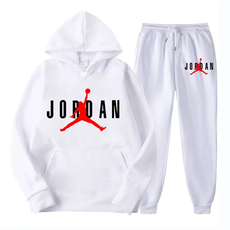 

Mens Tracksuits Fashion Printed Hoodie + Sweatpants Set Pullover Solid Color Jogging Sportswear Classical Hooded Outfits