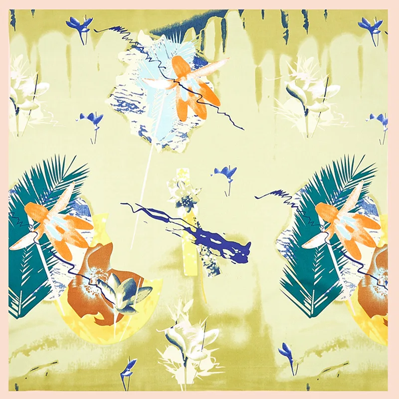 

Летний Новый Шелковый шарф 60 см атласный шифоновый маленький шелковый шарф женский цветочный зеленый квадратный шарф