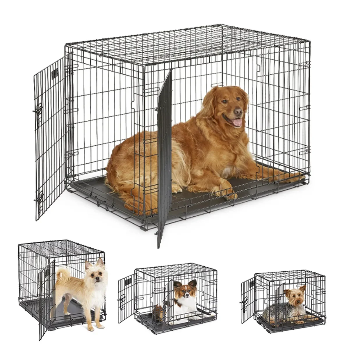 

Dog cage small and medium-sized dog indoor with bathroom small dog dog house pet supplies cat cage metal pet nest