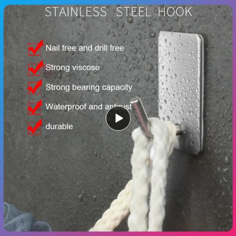 

Self Adhesive Wall Hook Towel Hook Stainless Steel Coat Hook Strong Hook Hanger For Kitchen Storage Accessories Door Hook