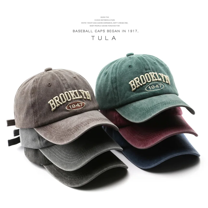 

Hat Men's Personality Washed Baseball Caps Letters Embroidered Peaked Cap Outdoor Travel Women's Sunscreen Sunshade Couple Cap