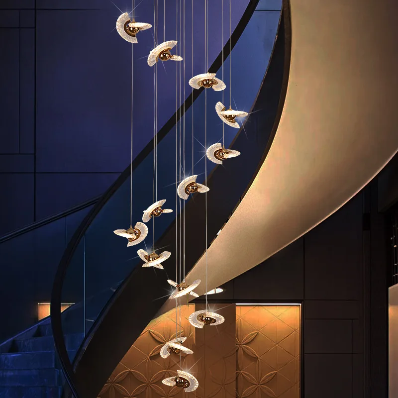 

Long Living Room Creative Design Duplex Design Staircase Villa Duplex Lamps Nordic Creative Rotational Designer Duplex
