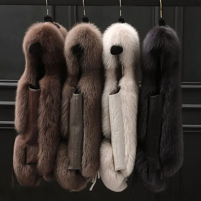Parkas Women's Outdoors Coats Jackets Vests 2022 Faux Fur Imitation Fox Hair Splicing Bandage Cardigan Fashion Waistcoat Woman