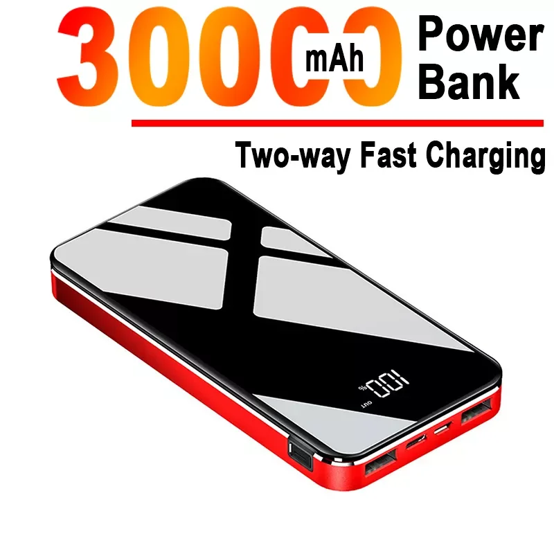 

NEW2023 30000mAh Two-way Fast Charging Power Bank Portable Pocket HD Digital Display External Battery Charger For iphone