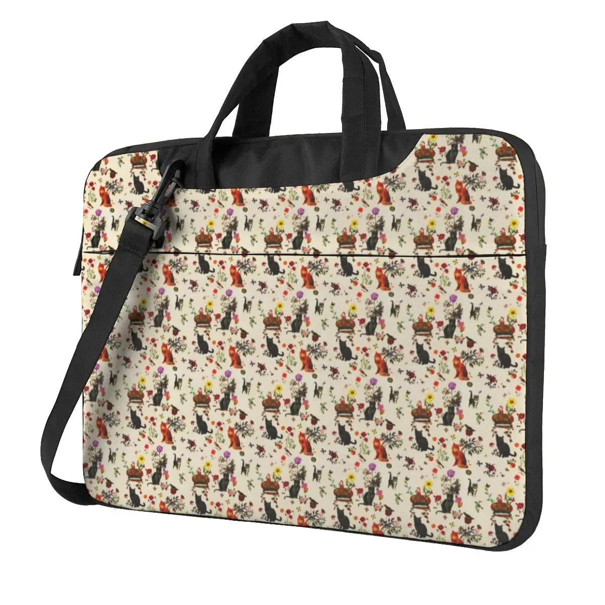 

Black Cat Laptop Bag Vintage Bird Floral Print For Macbook Air Pro HP Huawei Microsoft Vintage Shockproof Case 13 14 15.6 Pouch