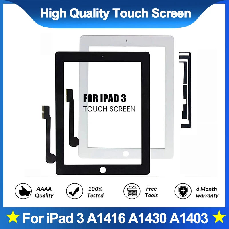 

Сенсорный экран для iPad 3 A1416 A1430 A1403, сменный сенсорный экран, дигитайзер, сенсорная стеклянная панель для нового iPad, Внешний ЖК-дисплей