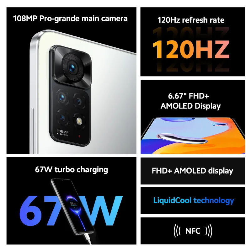 Смартфон Xiaomi Redmi Note 11 Pro 64 ГБ/128 ГБ Восьмиядерный процессор MTK Helio G96 камера 6 67 МП