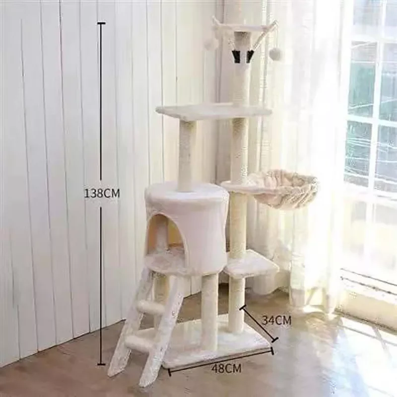 

Cat Tower Indoor Multi-Level Cats Condo with Scratching Posts Ramp and Top Perch Soft Plush Cat Climbing Tower for Kittens