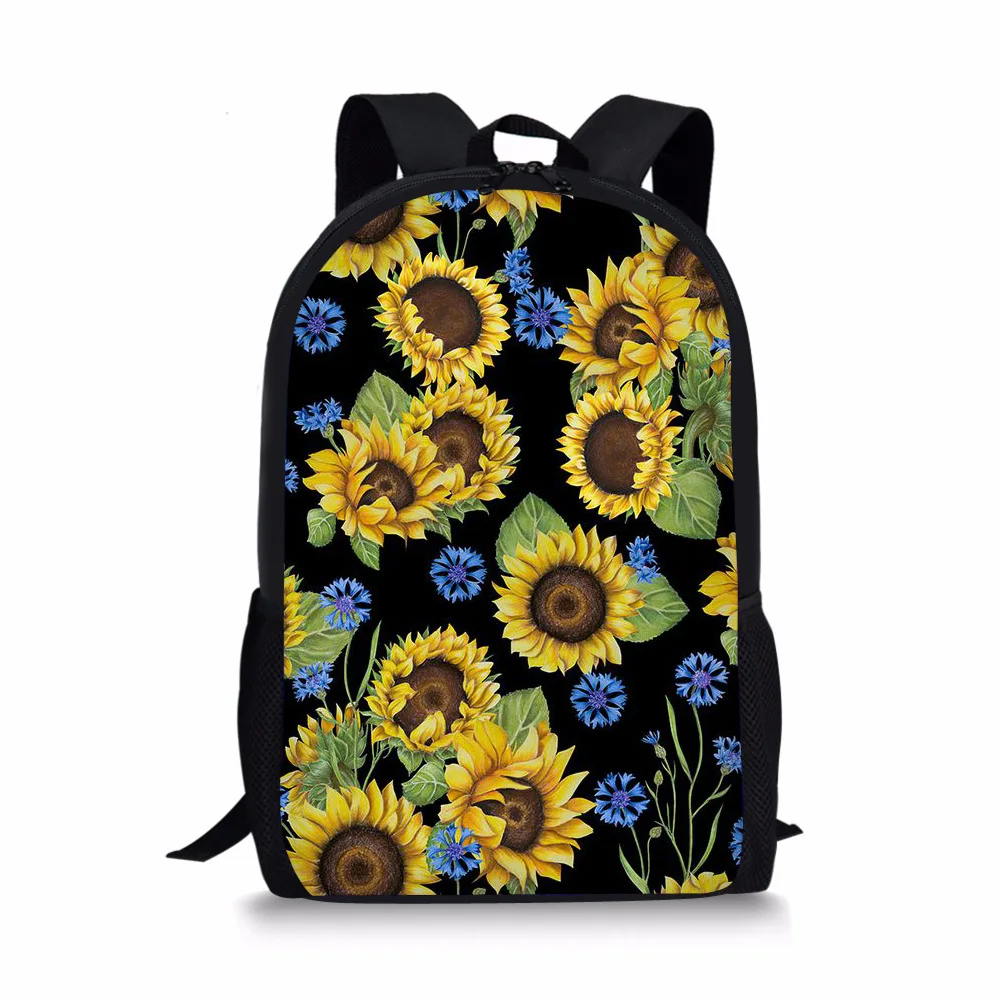 Sunflower Print New Large Schoolbag Student School Backpack Waterproof Bagpack Capacity Primary Book Bags