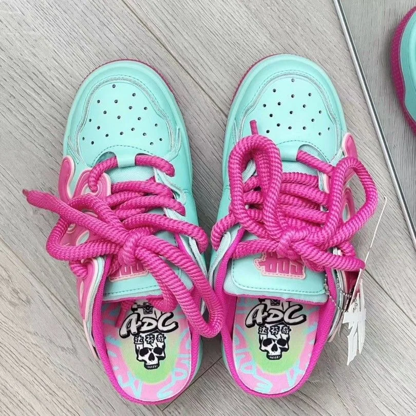 Spring Women Cute Bear Canvas Shoes New Flat Casual All-match Half Slippers Korean Version Trend Lace Up Ladies Vulcanized Shoes