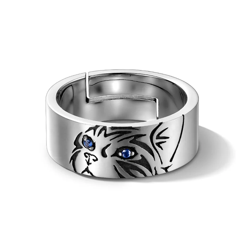 

Cat ring male trendy niche design sense single ring personality index finger ring opening adjustable