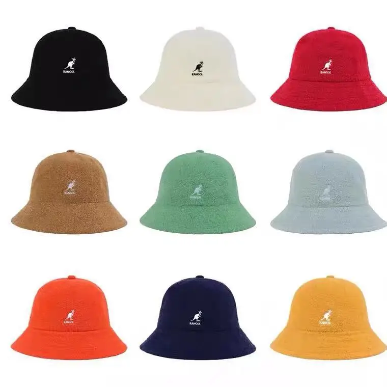 

Kangaroo Kangol Fisherman Hat Sun Hat Sunscreen Embroidery Towel Material 3 Sizes 13 Colors Japanese Ins Super Fire Hat