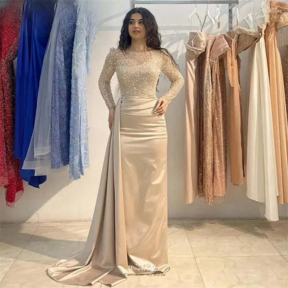 Женское вечернее платье со съемным шлейфом Cathy элегантное блестящее цвета