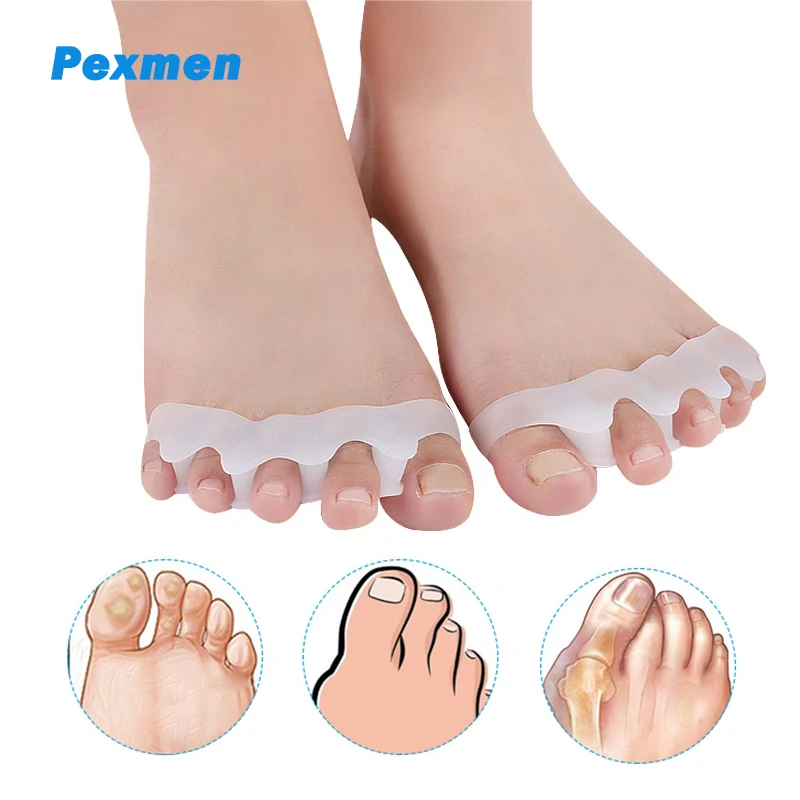 

Pexmen 2Pcs/Pair Gel Toe Separators Restore Toes to Original Shape Toes Corrector Spacers for Bunions Overlapping and Blisters