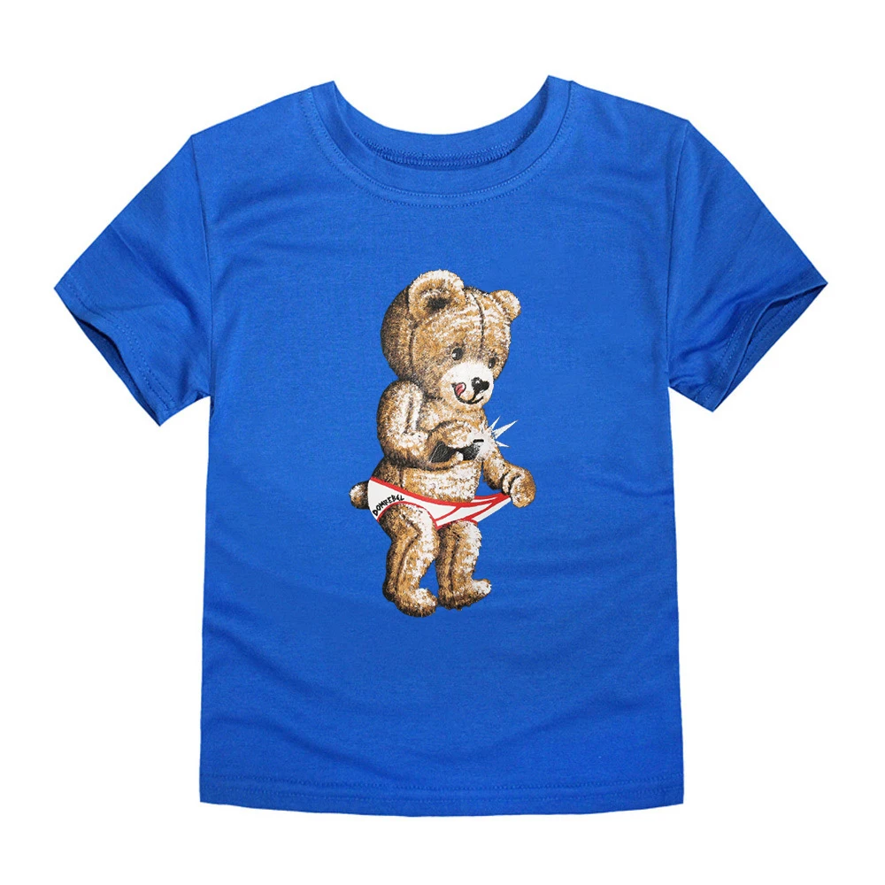 

Модная 2D футболка с рисунком медведя животного для мальчиков и девочек 4-14 лет, четыре сезона, цвет разноцветный