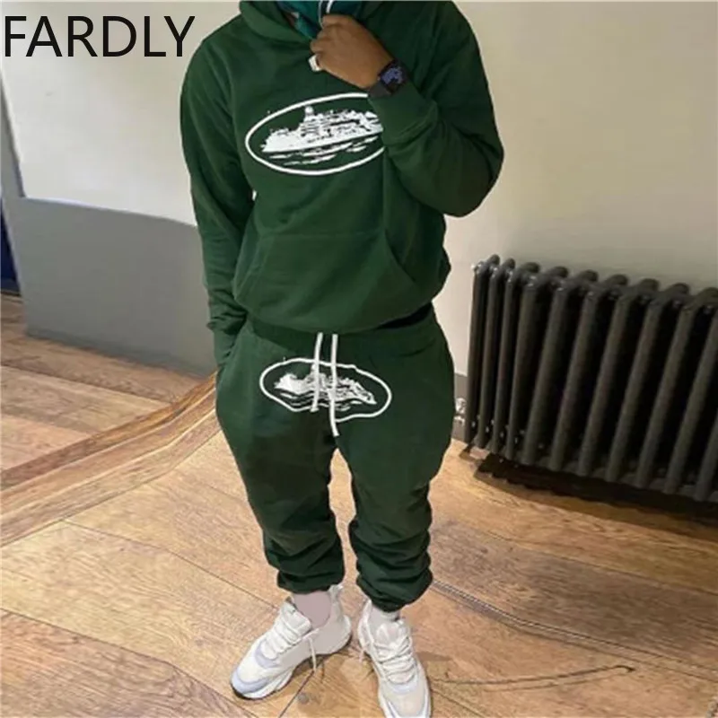 

2024 New Tracksuit Hoodie Suit For Sweater Male Trouser Leisure Sports Set Men's Two-piece Sets Mens Fashion Drill Autumn Winter