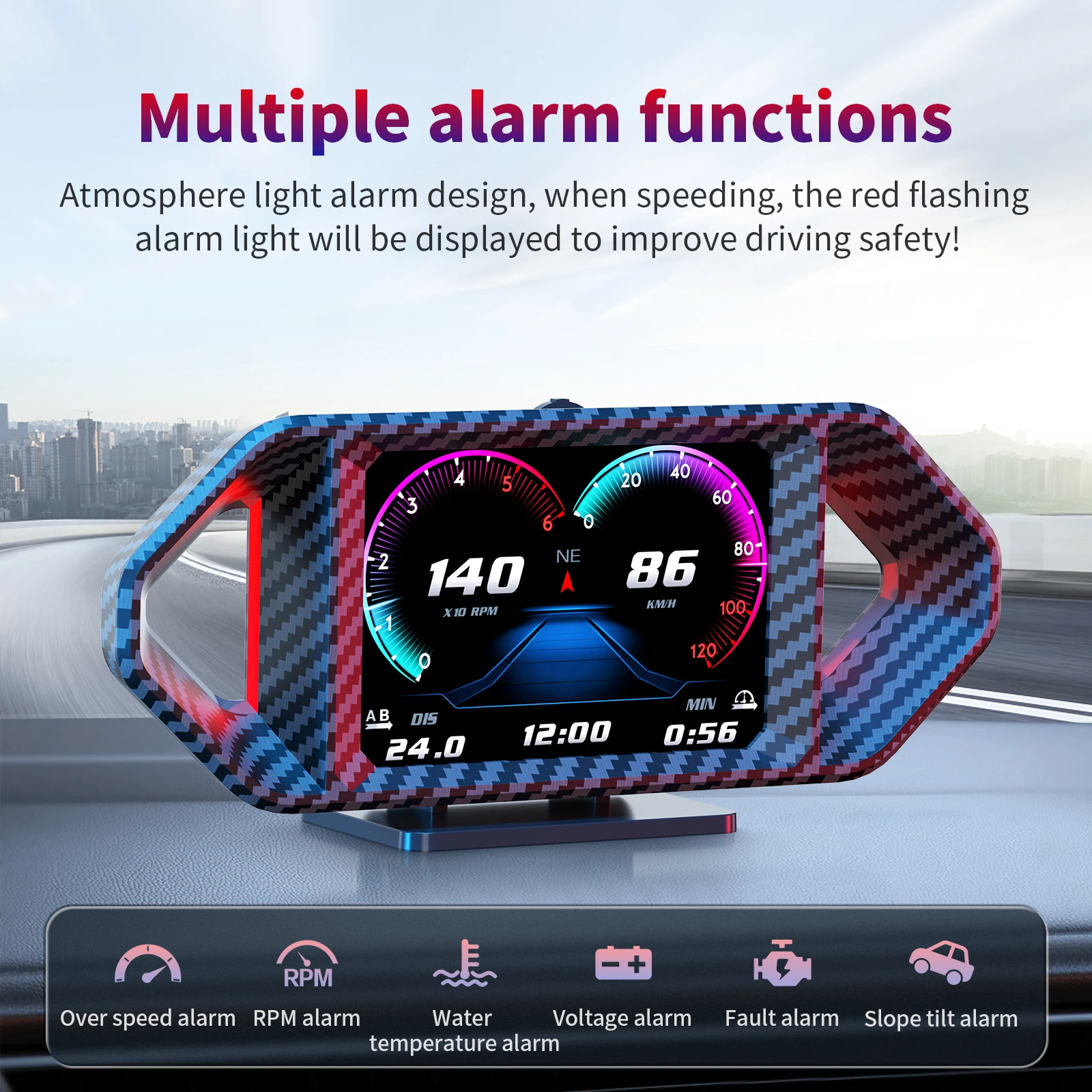 Фото OBD + GPS P26 цифровой автомобильный проекционный дисплей измеритель наклона акселерометр умный спидометр тахометр измеритель температуры воды по индивидуальному заказу №4