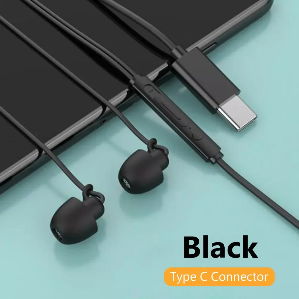 

Anti-noise Soft Sleeping Headphone Silicone Anti-fold Headset In-Ear Earphones With Noise Cancelling 3.5mm Type C Headphones