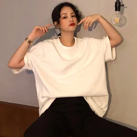 korean fashion oversize tee shirts casual candy solid color basic loose t shirts new harajuku summer new short sleeve long tops
