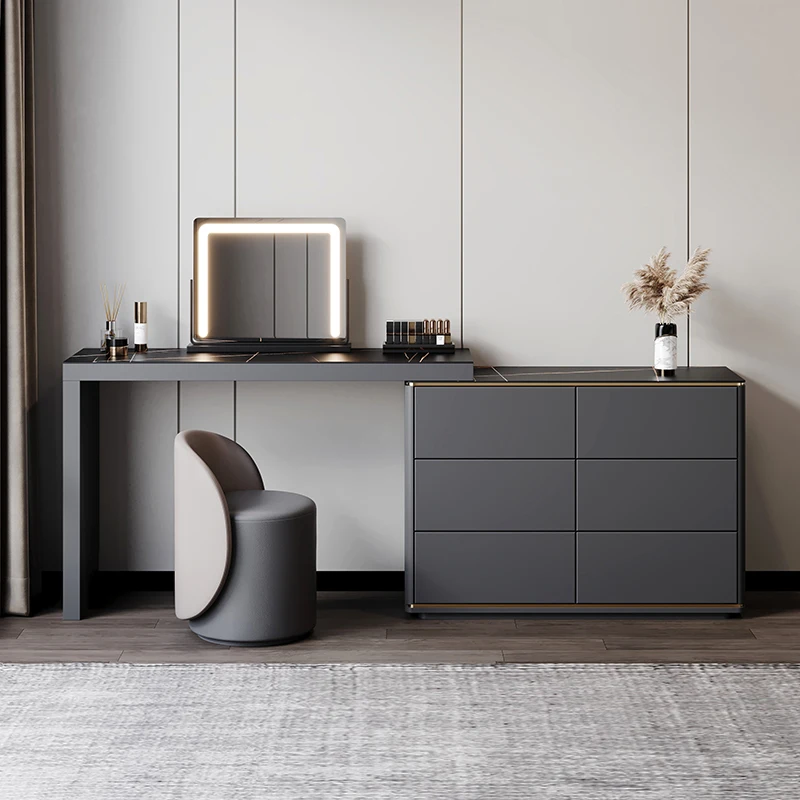 

ZL Chest of Drawers Dresser Integrated Bedroom Storage Corner Makeup Table Desk