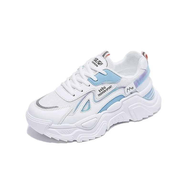 

Женские кроссовки на нескользящей подошве, белые дышащие кроссовки на платформе, на шнуровке, повседневная обувь на осень 2022