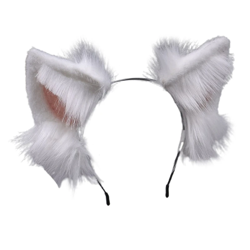 

Имитация реалистичных объемных пушистых волчьих ушей повязка на голову из искусственного меха пушистые плюшевые животные ободок для волос аниме маскарада представлений Косплея