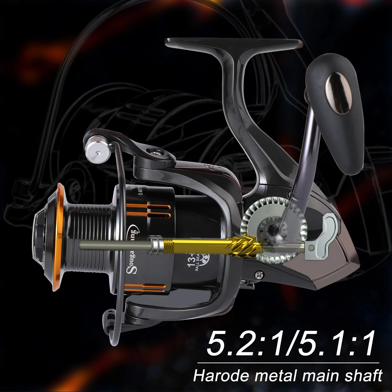 Sougayilang Fishing Wheel 13+1BB 2000-5000 Series Spinning Reel Max Drag 8KG Freshwater Carp for Bass Tackle | Спорт и развлечения