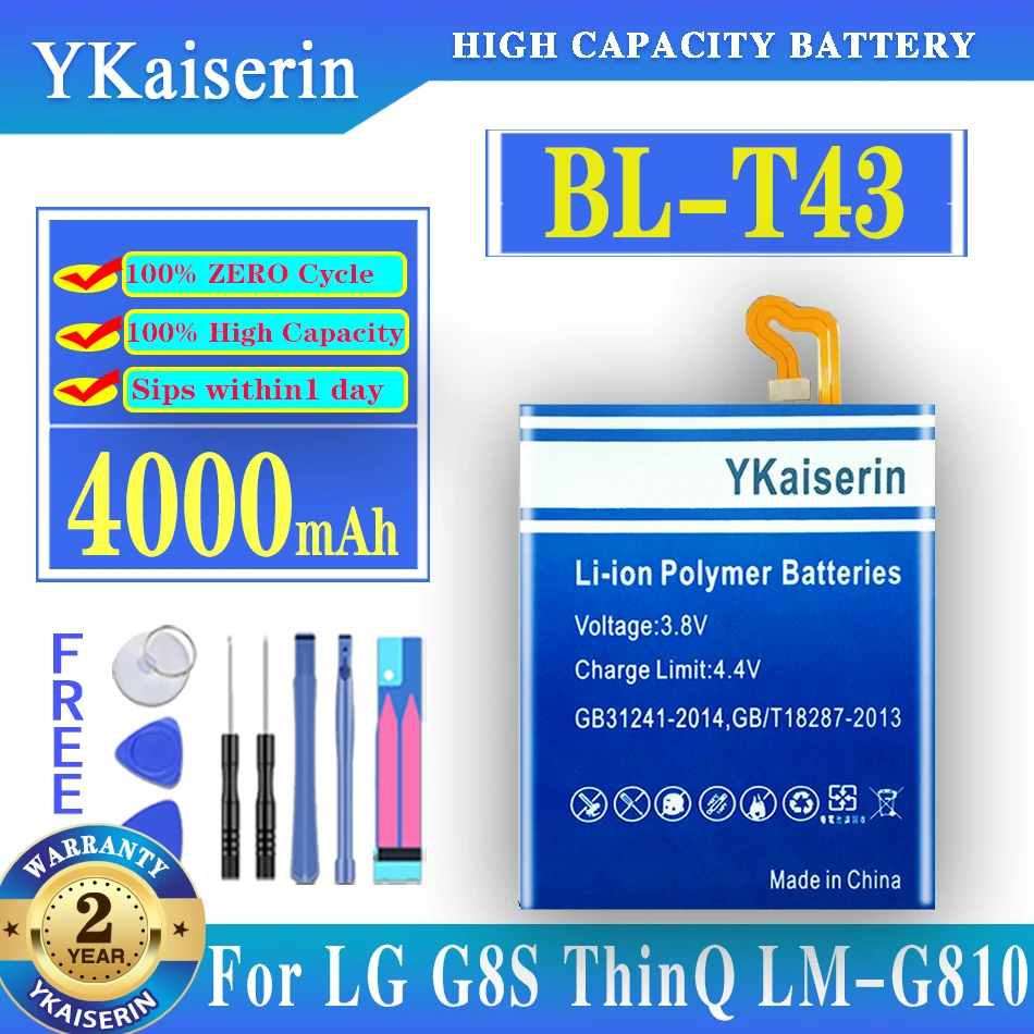 

Аккумуляторная батарея для LG G8S ThinQ BL-T43 4000 мАч, высококачественные аккумуляторы с подарочными инструментами