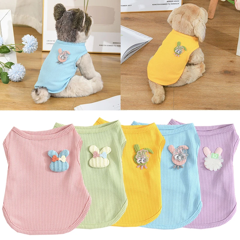 

Pet Summer Vest Dog Shirt Small Dog's Clothing Puppy Pet Shirts Cat Clothes Cute Waffle Pattern Casual Soft Breathable Dog Vests