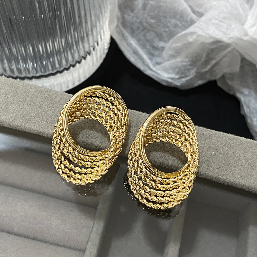 Женские серьги-гвоздики AENSOA большие геометрические серьги золотого и