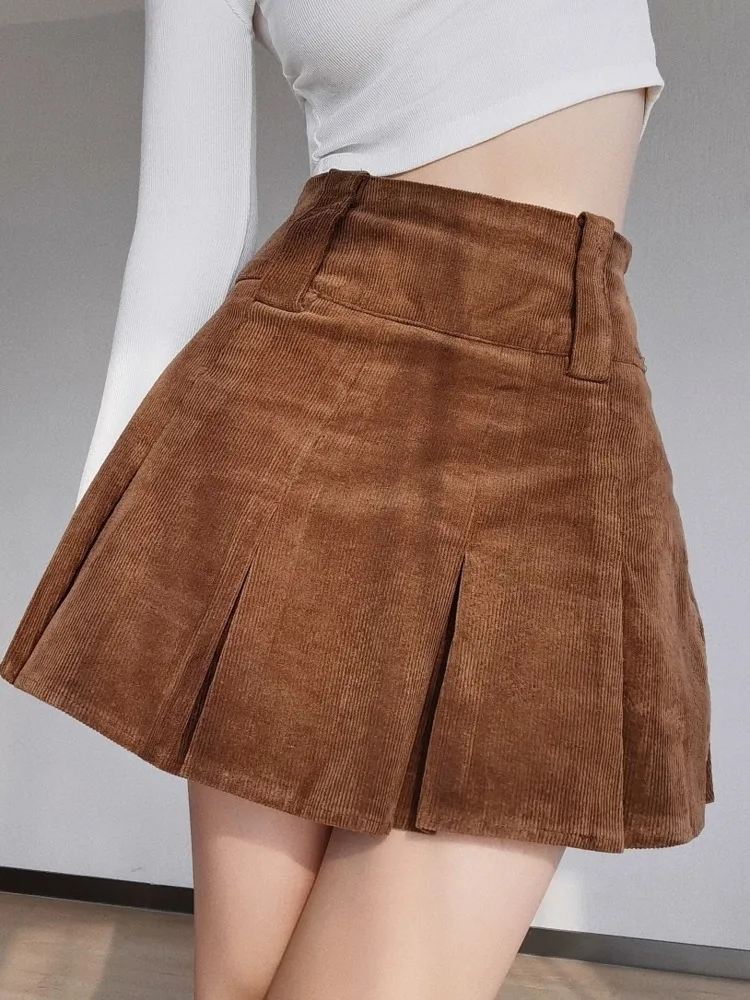 

WOMONGAGA European Retro Lightweight High Waist Mini A-Line Skirt Summer Trend New Solid Color Sexy Folds Women's UG6D