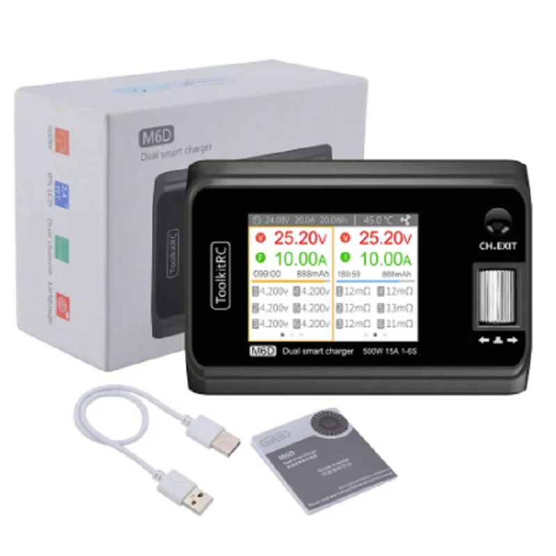 

Toolkitrc M6D 500W 25A Multifunctional Dual Channel Smart Balance Charger 1-6S LiPo for RC Model Airplane Car Ship