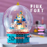 950pcs crystal ball building blocks architecture rotate castle palace led light 3d mini diamond bricks diy toy for children gift