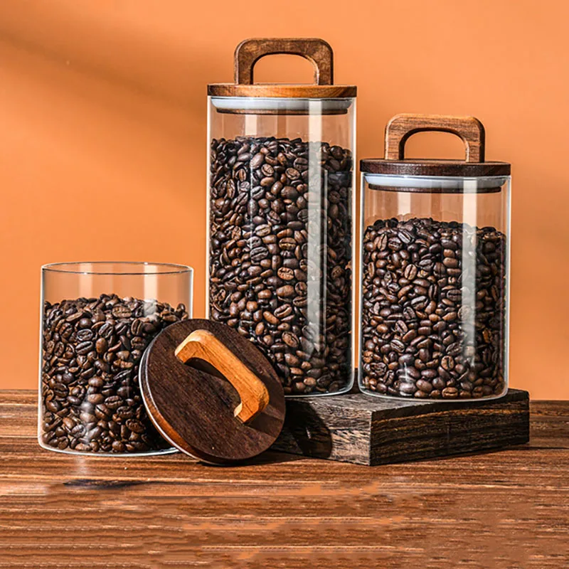 

Стеклянная крышка ручки запечатанные банки прозрачные боросиликатные домашние бутылки для хранения кофе в зернах чай конфеты кухонные кор...