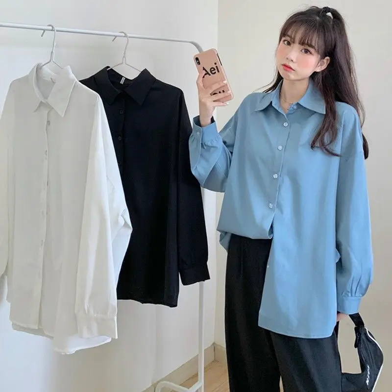 

XEJ Elegant Blouses for Women Long Sleeve Summer Women's Shirts 2022 White Shirt Sunscreen Top Mid-length Lazy Style Coat