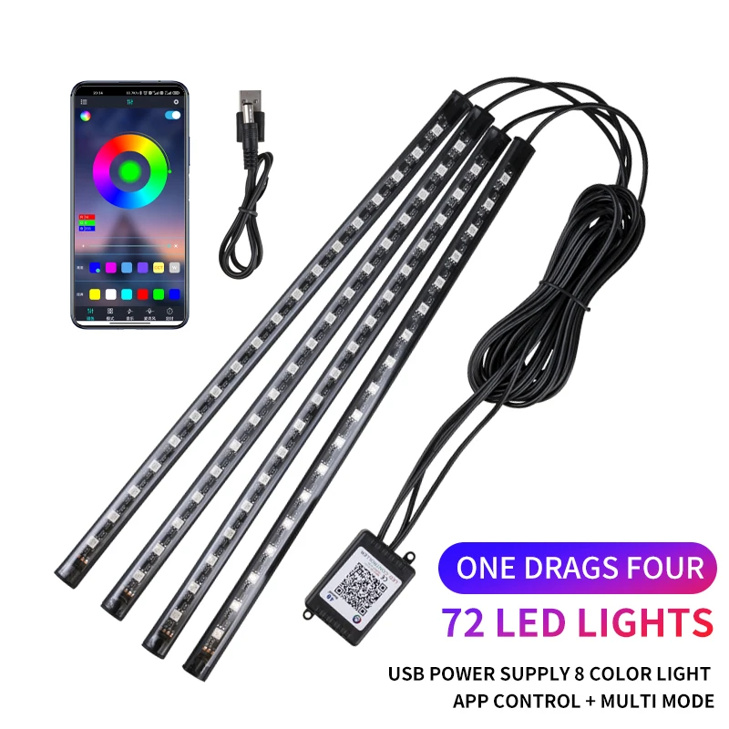 

Неоновая RGB LED Подсветка Для Ног В Автомобиле С Дистанционным Управлением, Управлением Через Приложение