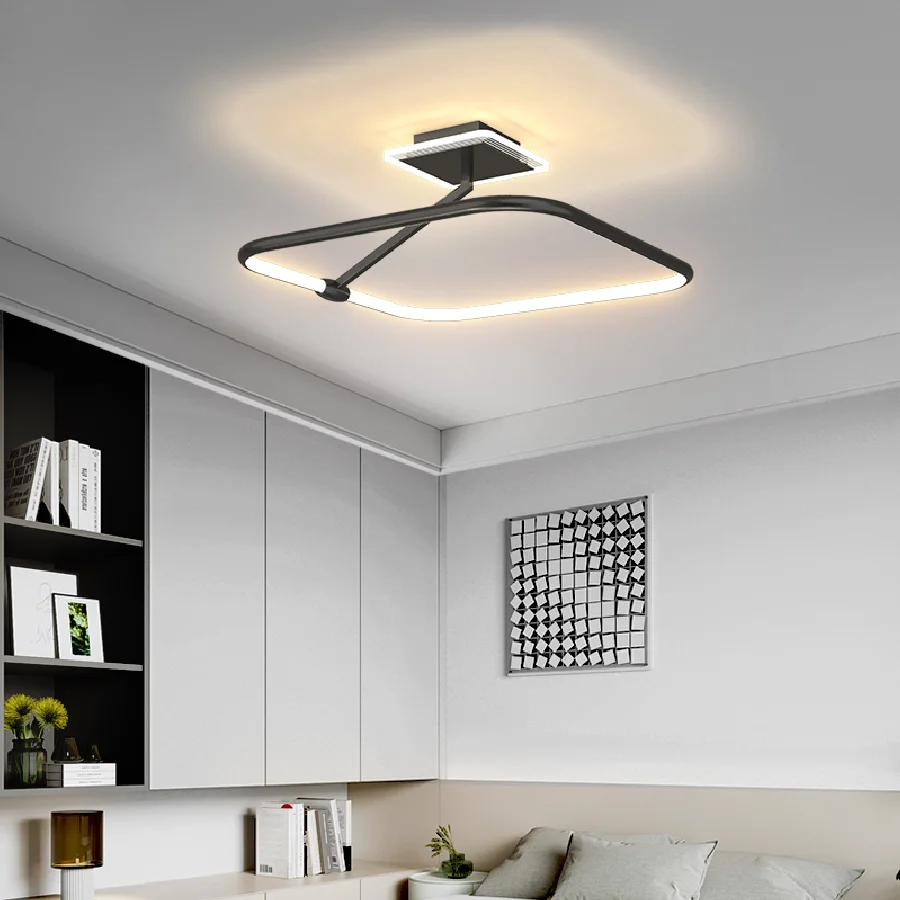 

Современные светодиодные люстры, потолочные светильники с черным/золотым покрытием для спальни, балкона, студии, минимализм