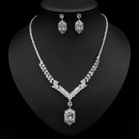 funmode european luxury 2pc geometric jewelry sets for women wedding cubic zirconia cz dubai bridal jewelry set fs279