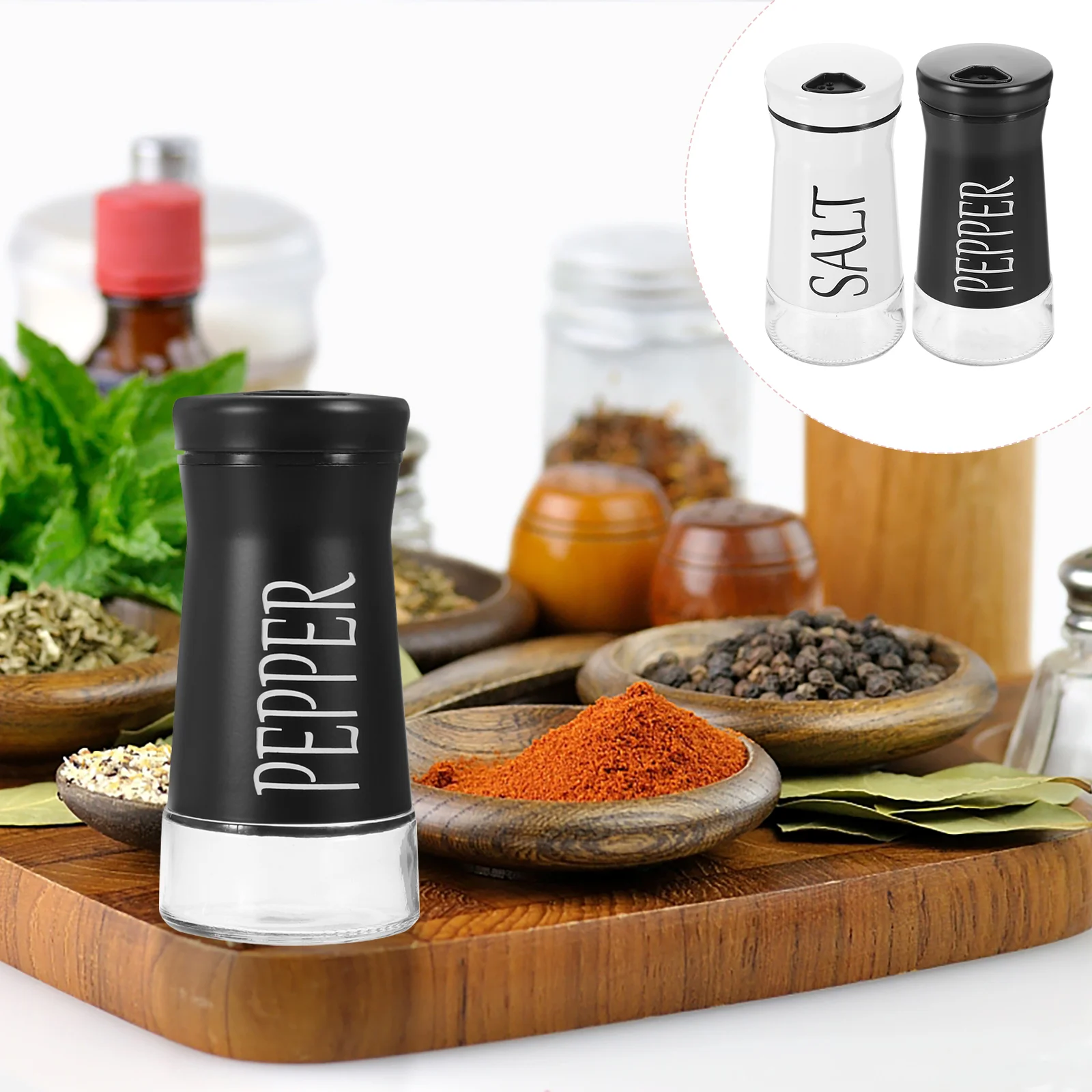 

2 Pcs Household Spice Bottles Salt Jars Set Stainless Steel Seasoning Dispenser