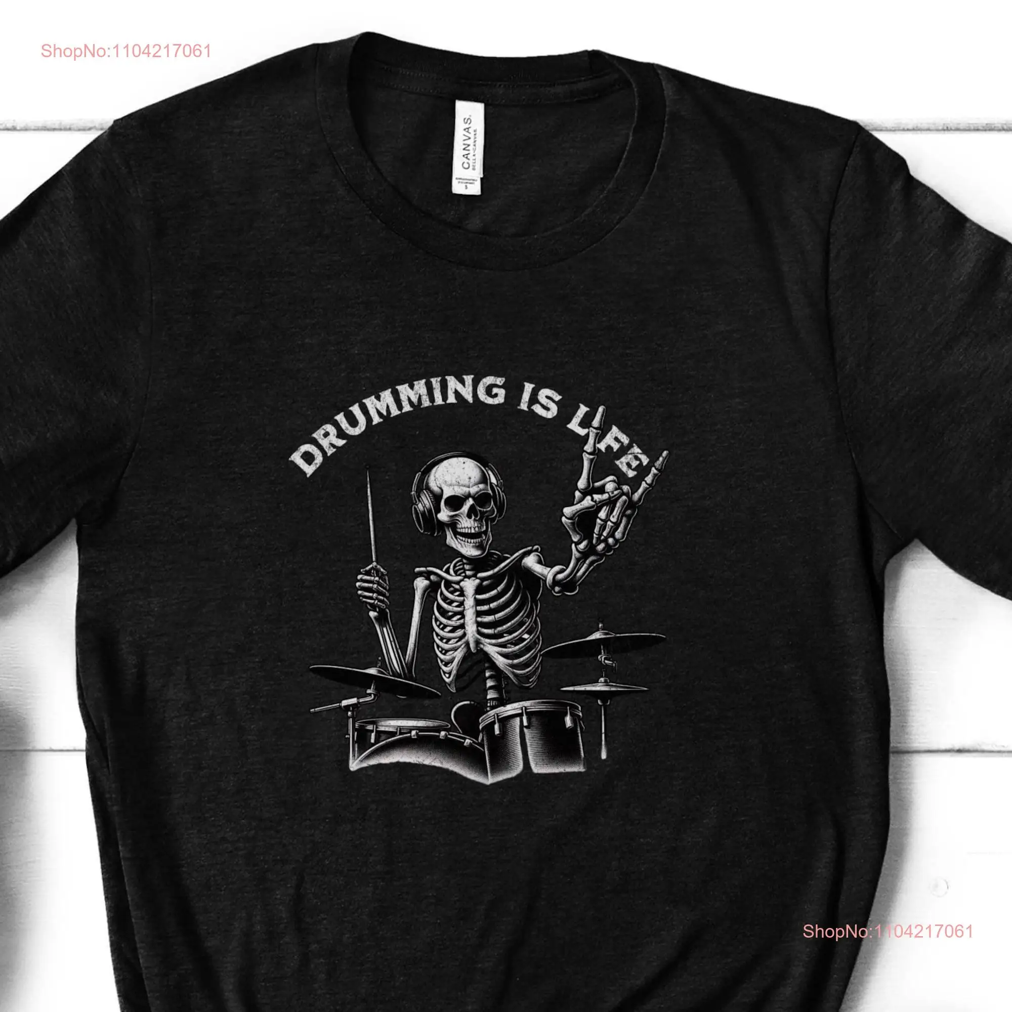 Футболка Drumming is Lift Skeleton Drum Drummer Распространение группы вместе с длинными или