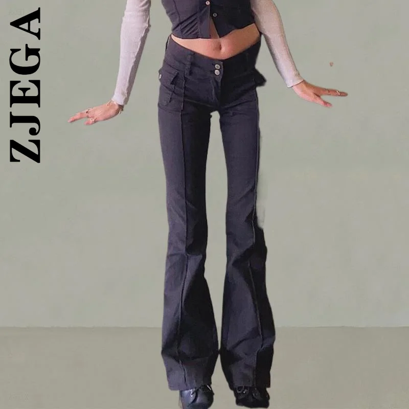 

Zjega Trousers New Women Pants Elegant Sexy Soft For Women HLow Waist Flare Pants Quality Elastic Female Trousers Female