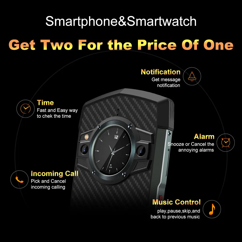 Unihertz TickTock 5G Rugged Waterproof Smartphone Android Cellphones Dual Screen Mobile Phone 6000mAh Global Version Phone