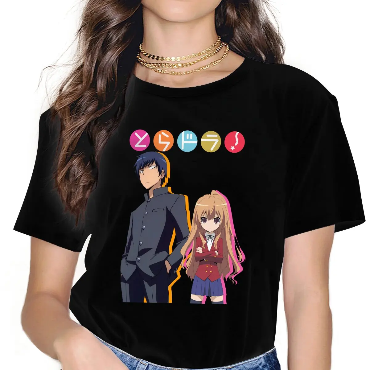 

Tiger X Dragon Novel Toradora Women T Shirt Fibre Alternative O-Neck Polyester TShirt