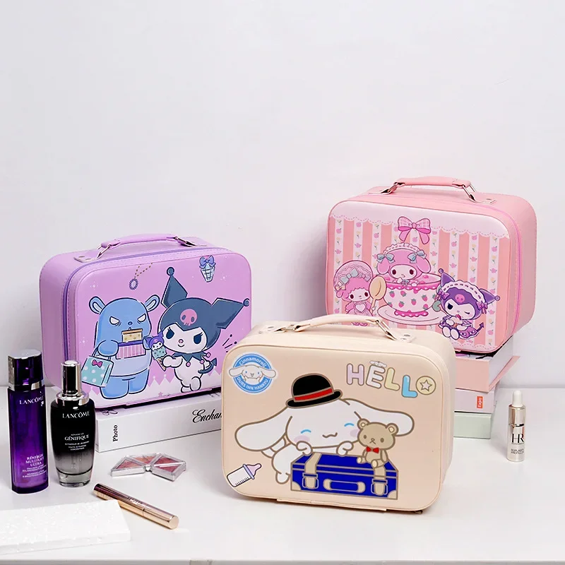 

Sanrio Cute Cosmetic Bag Hello Kitty Cinnamoroll Cartoon Girly Clutch Bag Large Capacity Portable Kawaii Storage Bag Girl Gift