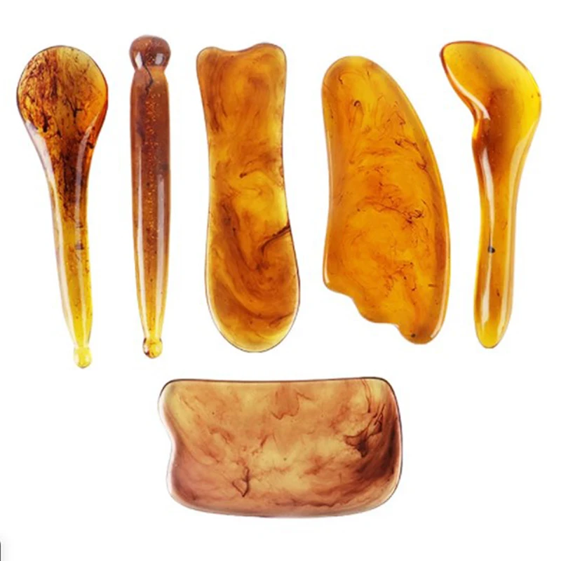 Массажер для лица тела гуаша из смолы янтарный массаж соскабливание шеи пчелиный