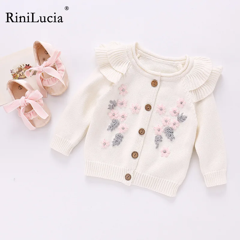 RiniLucia 2022 Autumn Babies Clothings Boys Girls Baby Suit Cotton Floral Ruffle Coat + Romper Suit Two-piece Suit Separate