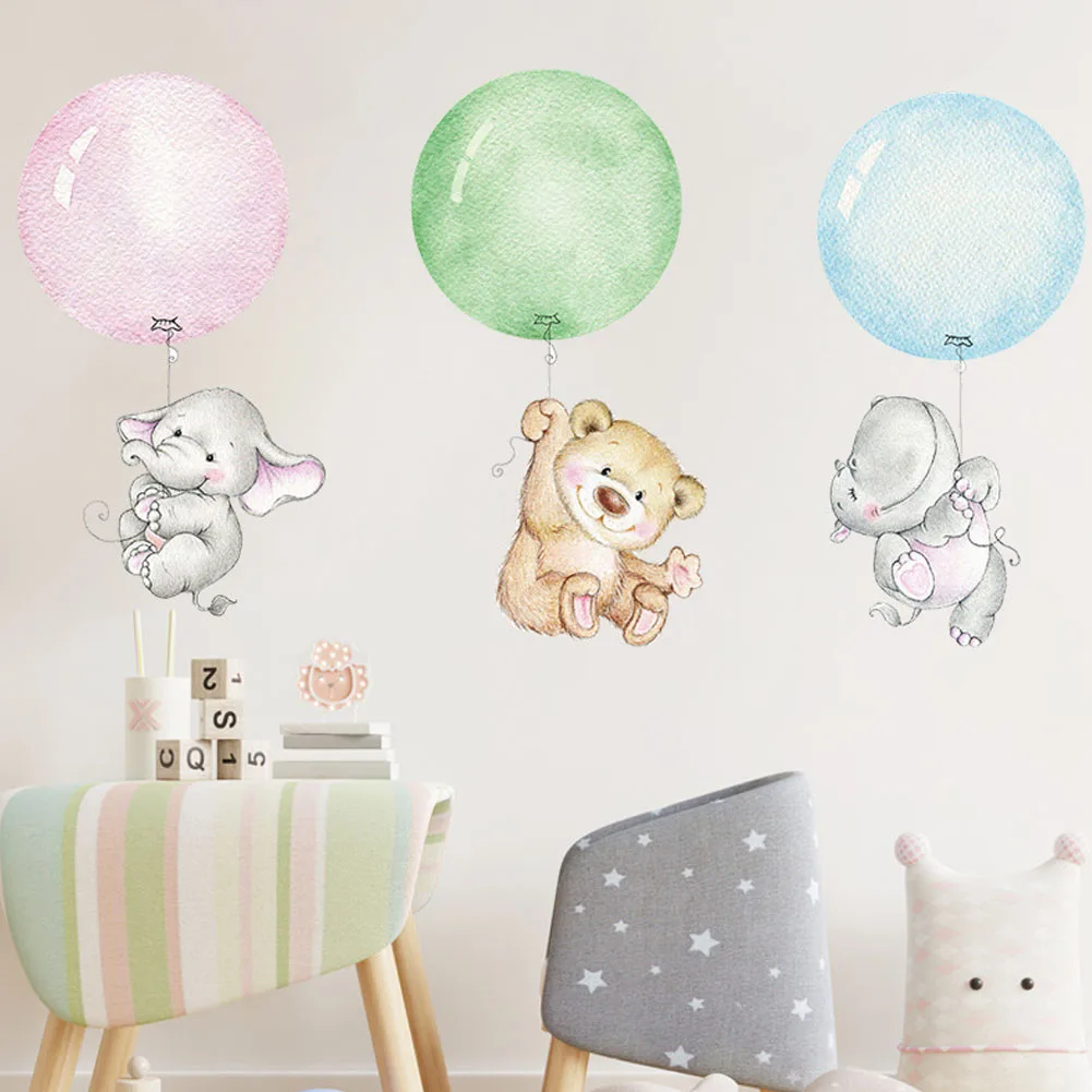 

Cartoon Balloon Animals Wall Stickers for Kids Children rooms Wall Decor Removable Vinyl Decals Nursery Home Decor Art Murals