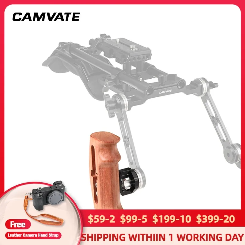 

CAMVATE Wooden Either Handgrip With M6 Threaded ARRI Rosette Mount Connection For DSLR Camera Shoulder Mount Rig Support System