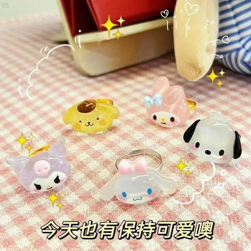 

Kawaii милое кольцо Sanrio пара Mymelody Hellokitty Cinnamoroll помпон Purin мультяшный милый изысканный подарок девочке на день рождения