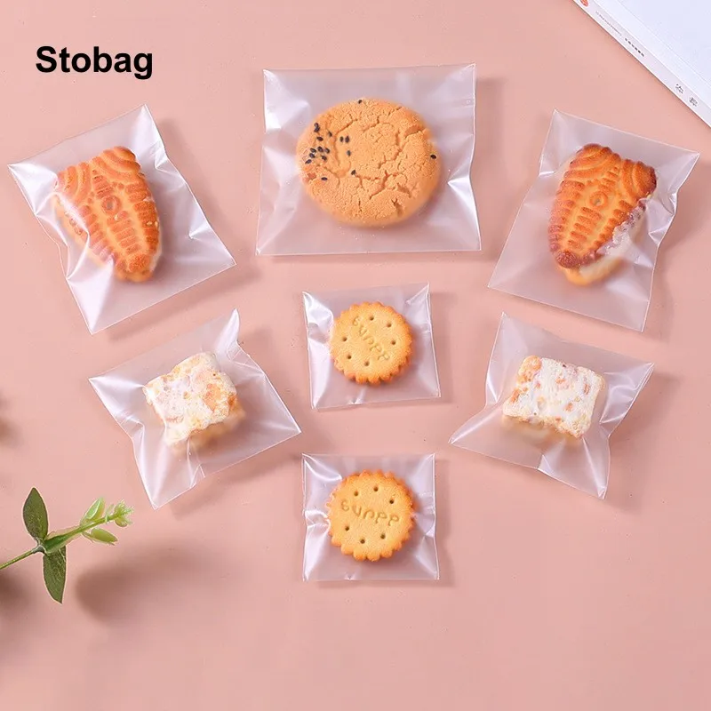 

StoBag 500pcs Frosted Cookies Packaging Bags Self-adhesive Plastic Small Baking Biscuit DIY Cake Candy Christmas Favors Wedding